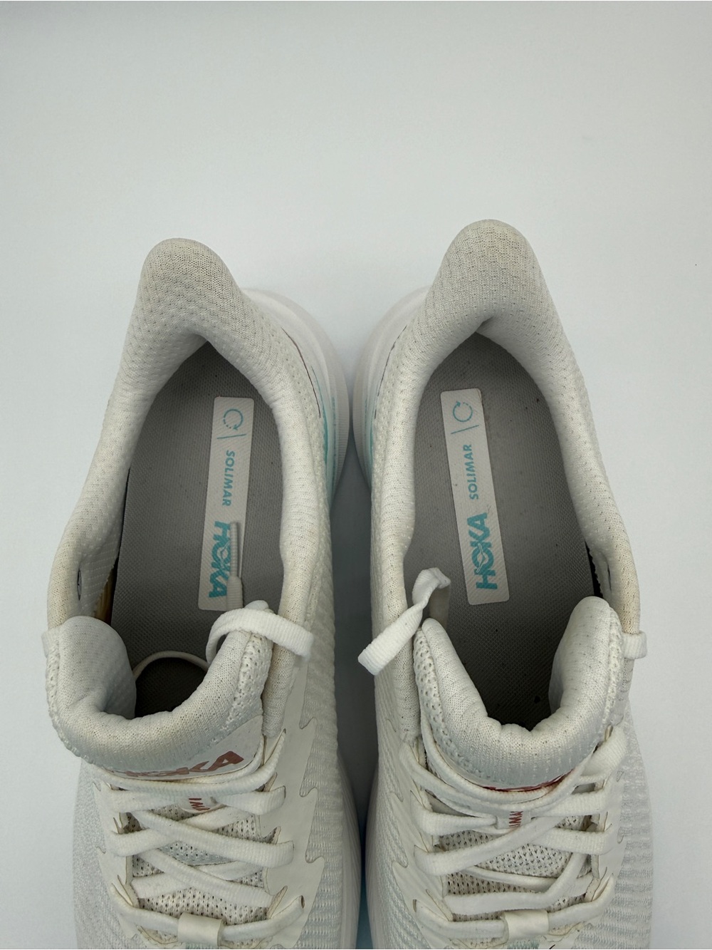 HOKA ONE ONE Solimar Running Shoes Women’s 10.5 White Teal Lightweight Sneakers - Picture 5 of 9